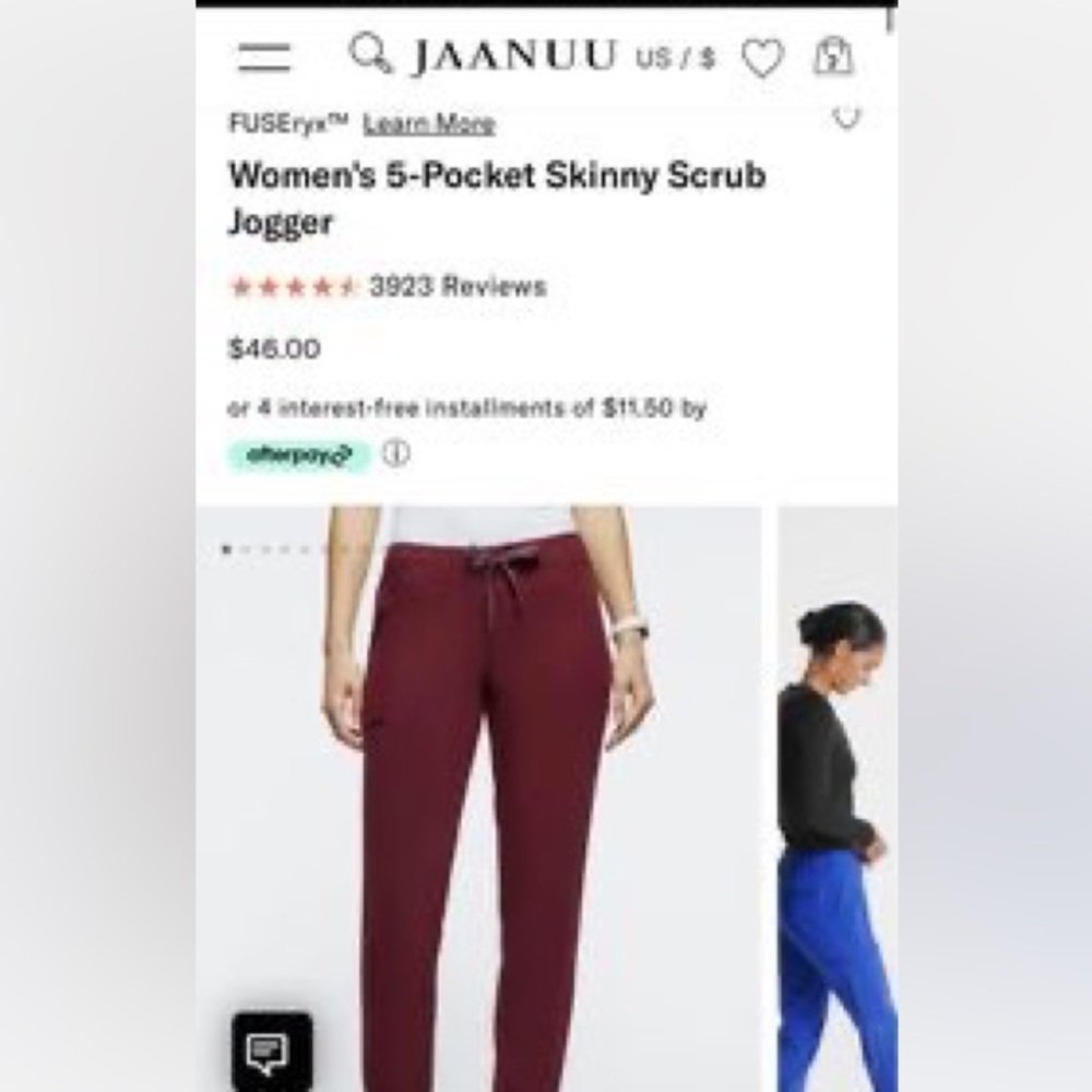 JAANUU Wine jogger scrubs Small Tall